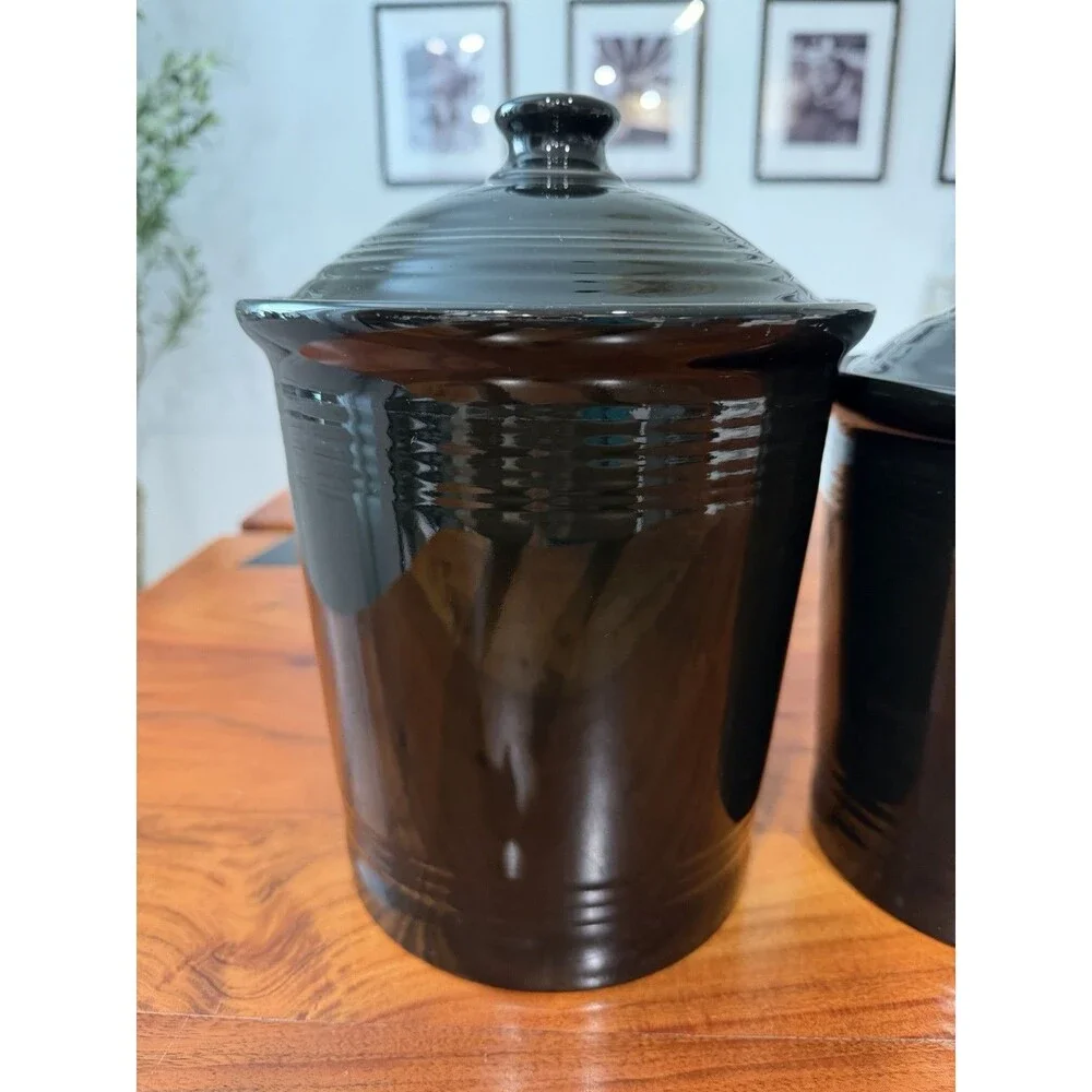 Vintage Fiesta Black Canisters Set Of 3